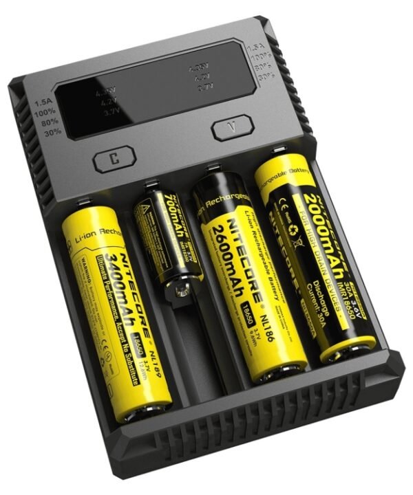 Nitecore NEW i4 Intelligent Digi Smart Charger with LED Indicator for 14500, 16340 (RCR123), 18650, 22650, 26650, Ni-MH and Ni-Cd (AA, AAA) Battery