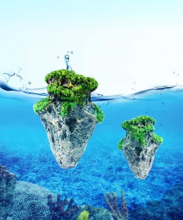 Aquarium Decoration Floating Pumice Suspended Stone Artificial Fish Tank Acuarios Moss Flying Rock Aquatic Ornament Landscape, Small Size: 5.8 x 9.2cm