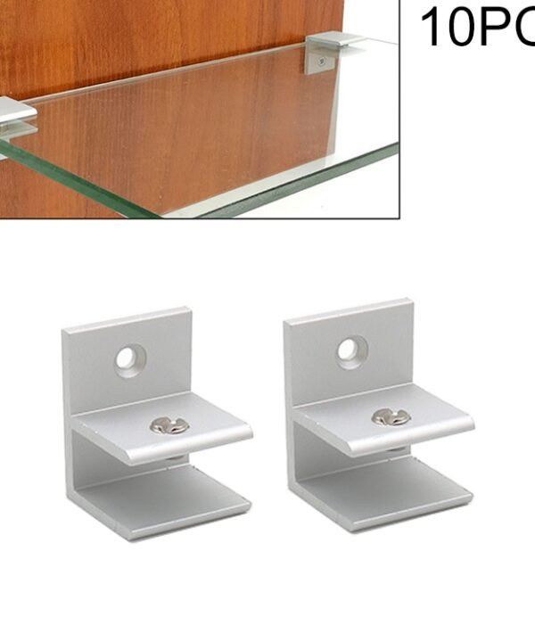 10 PCS F-type Aluminum Alloy Glass Combination Clamp Cabinet Partition Fixing Clip, Size: S, Cliped 5-10mm