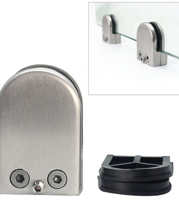 9-14mm Concave Curved Bottom Matte Polished 201 Stainless Steel Fixed Clip Railing Glass Wood Layer Board Clamp Bracket