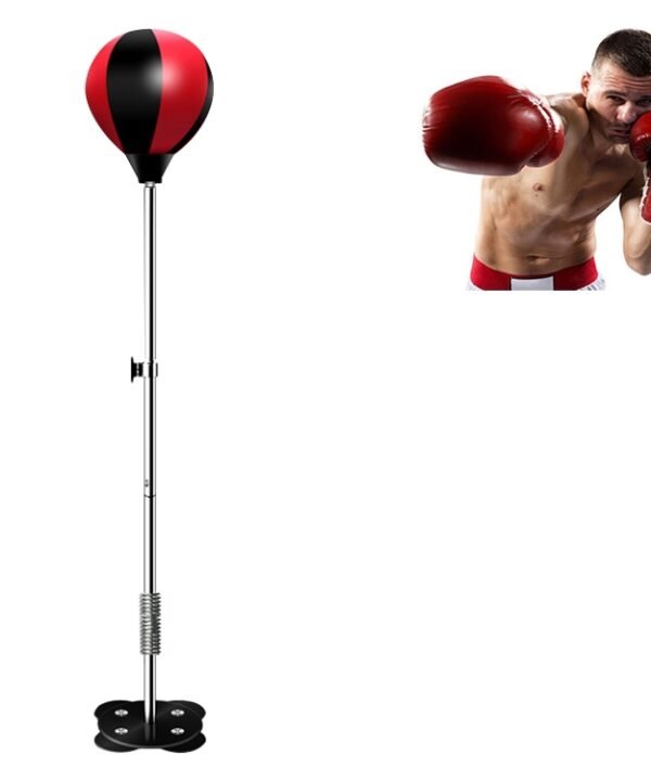 Adult Suction Cup Version Height Adjustable Vertical PU Leather Vent Ball Boxing Speed Ball Family Fitness Equipment without Gloves, without Gloves Black Red, without Gloves Red