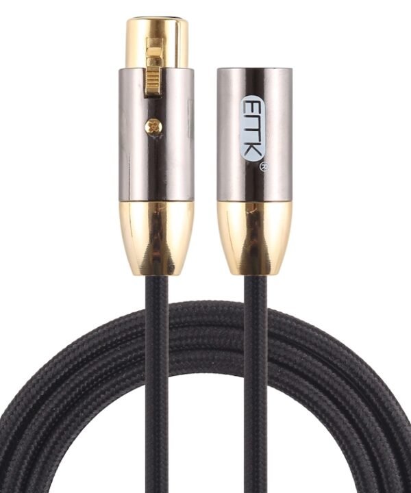 EMK XLR Male to Female Gold-plated Plug Cotton Braided Cannon Audio Cable for XLR Jack Devices, Length: 1m