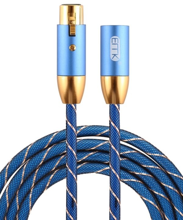 EMK XLR Male to Female Gold-plated Plug Grid Nylon Braided Cannon Audio Cable for XLR Jack Devices, Length: 2m