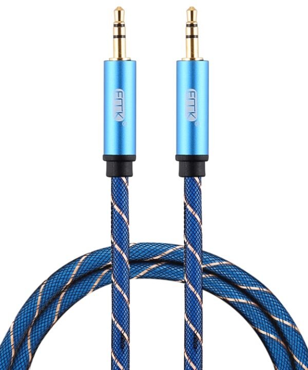EMK 3.5mm Male to Male Grid Nylon Braided Audio Cable for Speaker / Notebooks / Headphone, Length: 0.5m