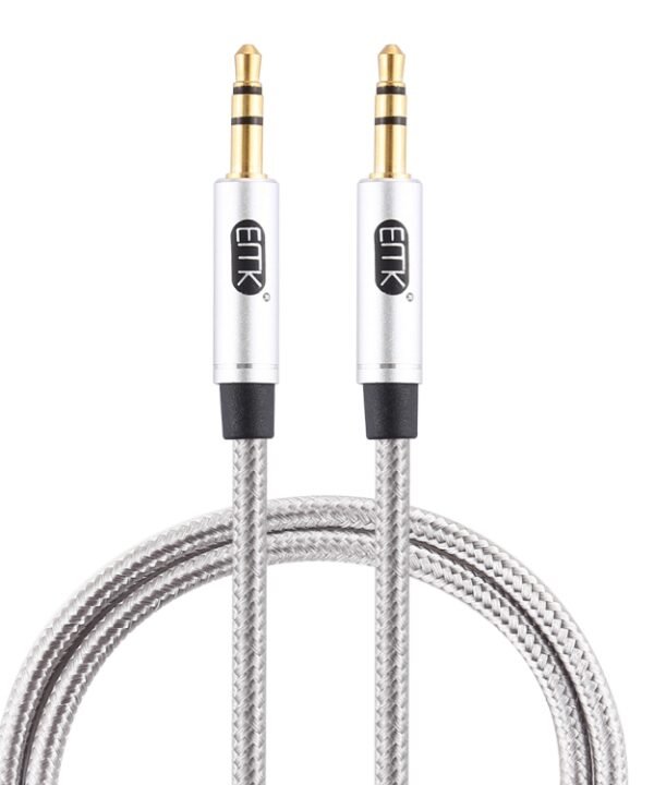 EMK 3.5mm Male to Male Gold-plated Plug Cotton Braided Audio Cable for Speaker / Notebooks / Headphone, Length: 1m, EMK