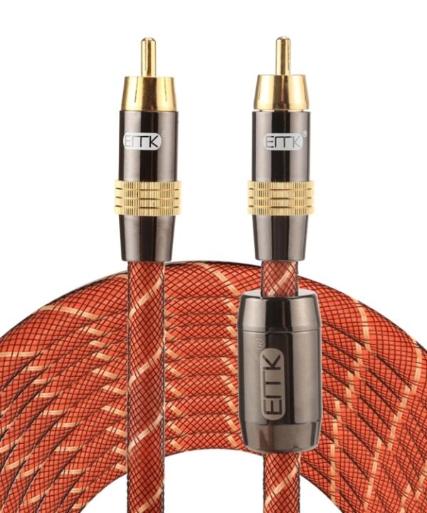 EMK TZ/A 8m OD8.0mm Gold Plated Metal Head RCA to RCA Plug Digital Coaxial Interconnect Cable Audio / Video RCA Cable