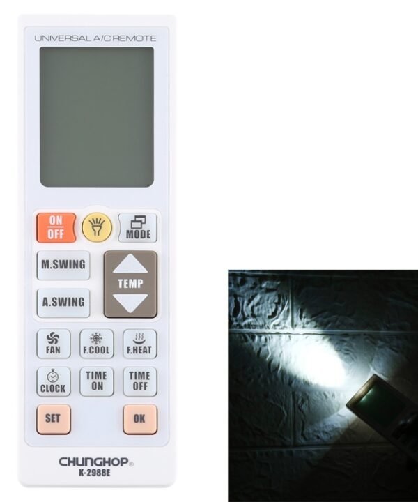 Chunghop K-2988E Universal A/C Remote Controller with Flashlight
