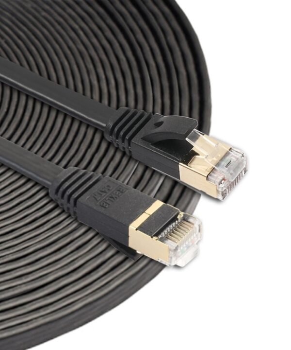 15m CAT7 10 Gigabit Ethernet Ultra Flat Patch Cable for Modem Router LAN Network - Built with Shielded RJ45 Connectors, Length: 15m