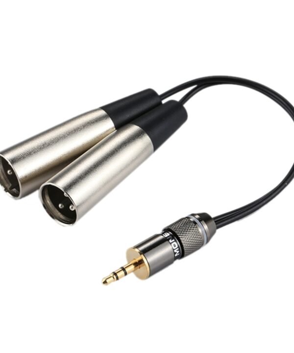 Metal Head 3.5mm Male to Aluminum Shell 2 x 3 Pin XLR CANNON Male Audio Connector Adapter Cable, Total Length: about 25cm