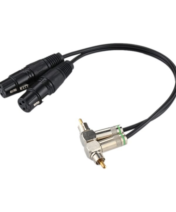 2 RCA Elbow Male to 2 x 3 Pin XLR CANNON Female Audio Connector Adapter Cable for Microphone / Audio Equipment, Total Length: about 34cm