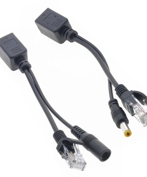 2 in 1 RJ45 POE Injector and Splitter Cable Set with 2.1x 5.5mm Female & Male DC Jack, 2.1x 5.5mm Female