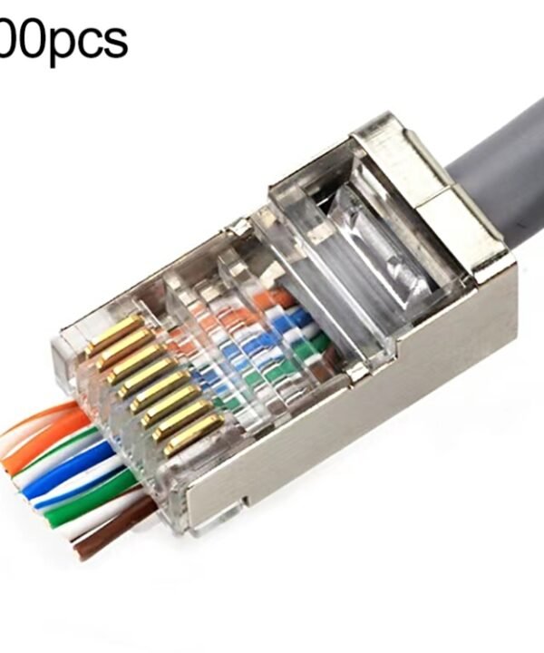 100pcs Cat5e Shielded Pass Through RJ45 Connector Modular Plug