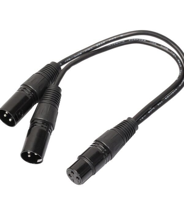 30cm 3 Pin XLR CANNON 1 Female to 2 Male Audio Connector Adapter Cable for Microphone / Audio Equipment, 1 Female to 2 Male Black