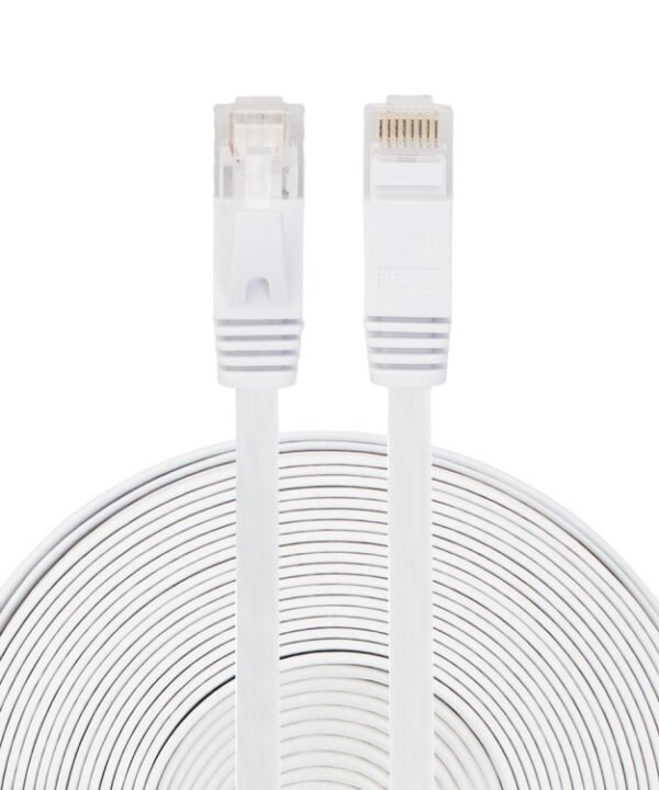 15m CAT6 Ultra-thin Flat Ethernet Network LAN Cable, Patch Lead RJ45, Length: 15m