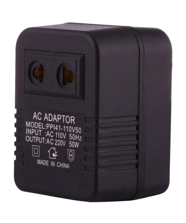 110V to 220V 50W AC Power Socket Adapter,  EU/US Plug to US Plug(Black)