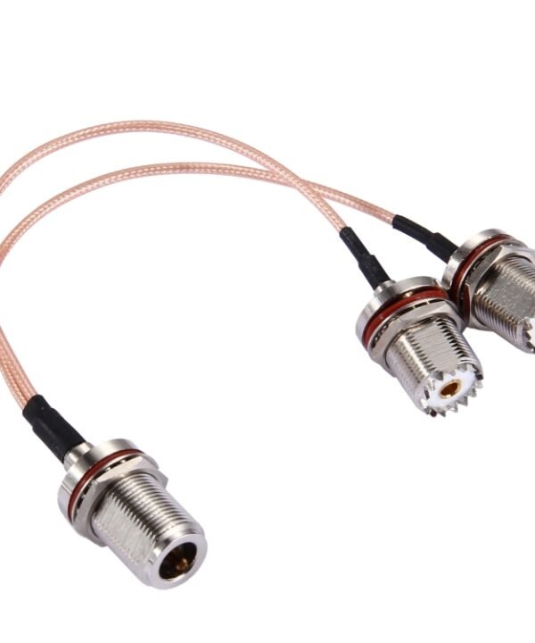 20cm N Female with Waterproof Ring to 2 x UHF Female with Waterproof Ring RG316 Cable