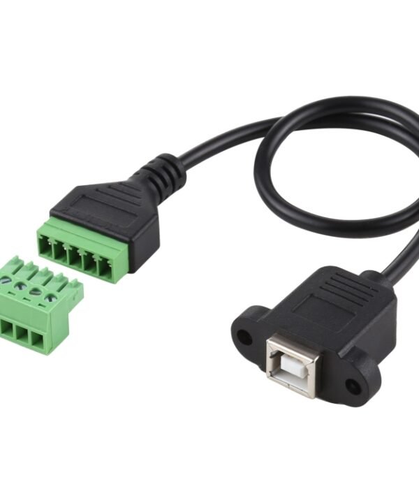 USB Type-B Female Plug to 5 Pin Pluggable Terminals Solder-free USB Connector Solderless Connection Adapter Cable, Length: 30cm