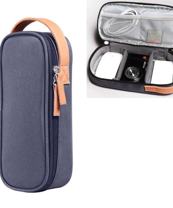 Multi-function Headphone Charger Data Cable Storage Bag, Ultra Fiber Portable Power Pack, Size: M, 16.5x6x23.5cm（Gray）, M