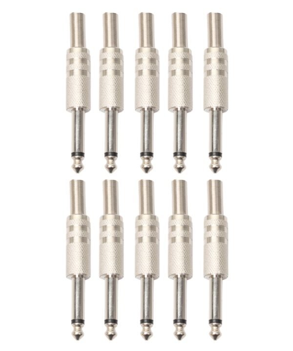 10 PCS 2 Pin 6.5mm Plug Zinc Alloy Welded Type Audio Connector 6.35 Audio Plug