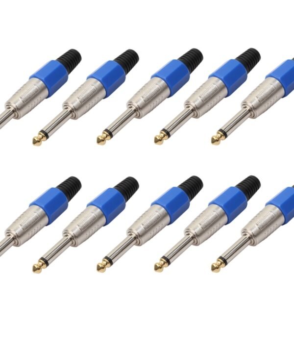 10 PCS 6.35 Gold-plating Mono Microphone Audio Plug