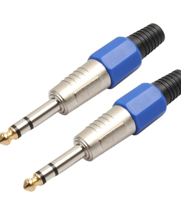 2 PCS 6.35mm Gold-plating Audio Plug Stereo Microphone Cord Plug