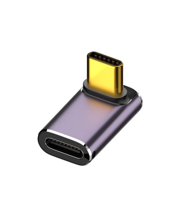 240W USB-C/Type-C Female to USB-C/Type-C Male 40Gbps Vertical Angle Adapter with Light
