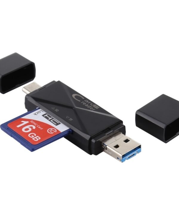 USB-C / Type-C + SD + TF + Micro USB to USB 3.0 Card Reader, USB3.0