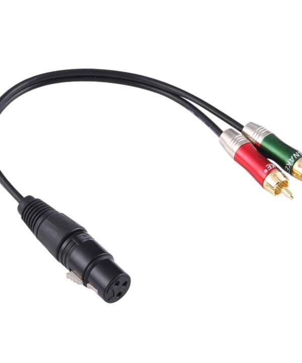30cm Metal Head 3 Pin XLR CANNON Female to 2 RCA Male Audio Connector Adapter Cable for Microphone / Audio Equipment
