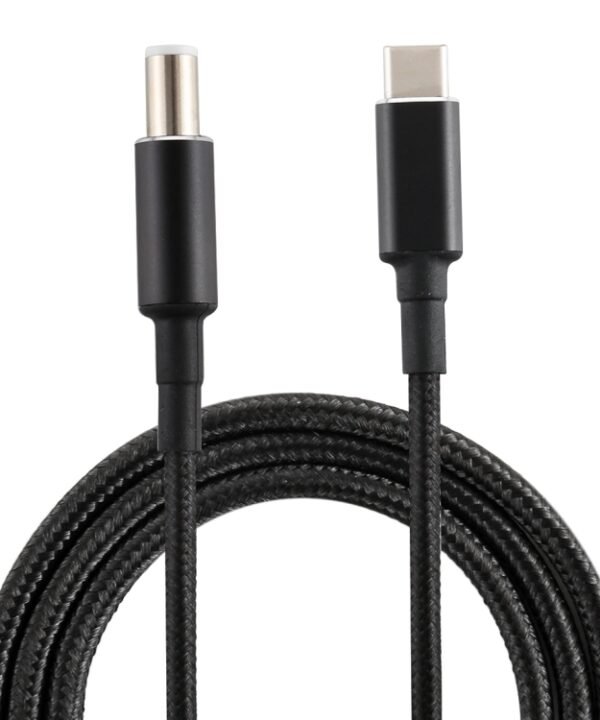 PD 100W 7.4 x 0.6mm Male to USB-C / Type-C Male Nylon Weave Power Charge Cable for Dell, Cable Length: 1.7m