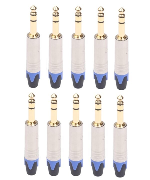 10 PCS TC203N 6.35mm Gold-plated Audio Stereo Connector Welding Plug