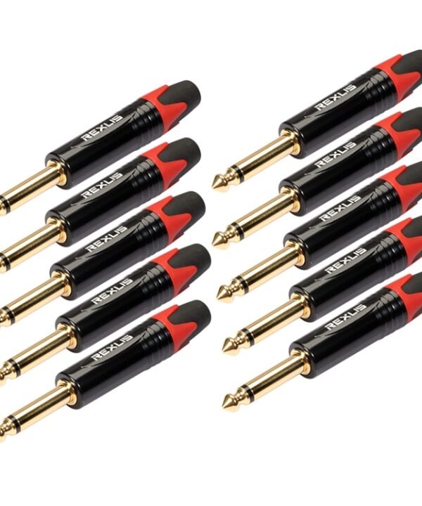 10 PCS TC202 6.35mm Gold-plated Mono Sound Welding Audio Adapter Plug