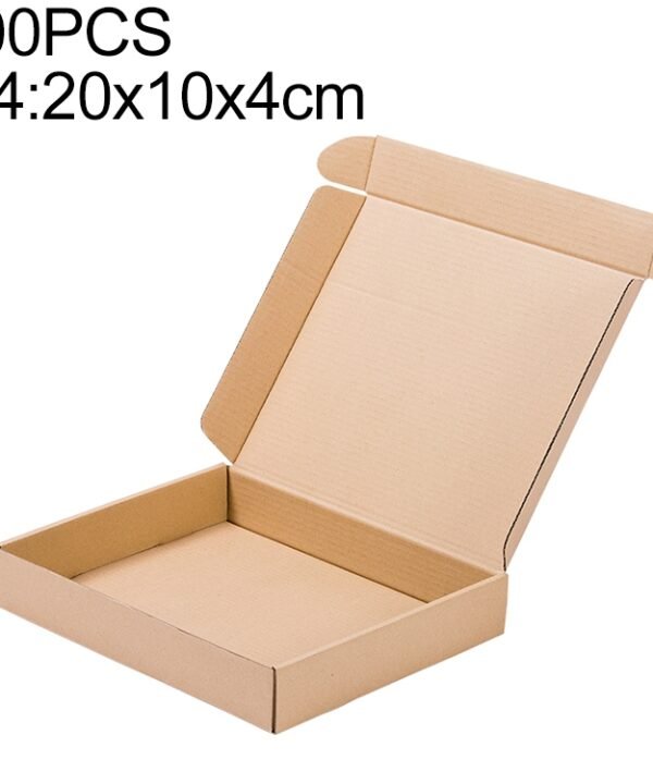100 PCS Kraft Paper Shipping Box Packaging Box, Size: Q4, 20x10x4cm