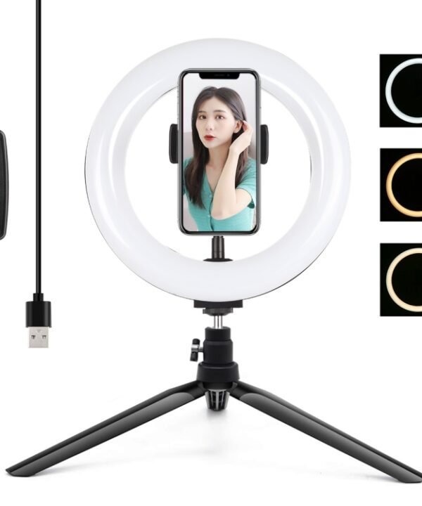 PULUZ 7.9 inch 20cm Light + Desktop Tripod Mount USB 3 Modes Dimmable Dual Color Temperature LED Curved Light Ring Vlogging Selfie Beauty Photography Video Lights with Phone Clamp, 7.9 inch + Desktop Tripod, 7.9 inch+Tripod
