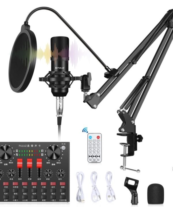 PULUZ Sound Card Live Broadcast Bluetooth Sound Mixer Studio Microphone Kits with Suspension Scissor Arm & Metal Shock Mount, Chinese Version, Sound Mixer+Microphone, Chinese Version
