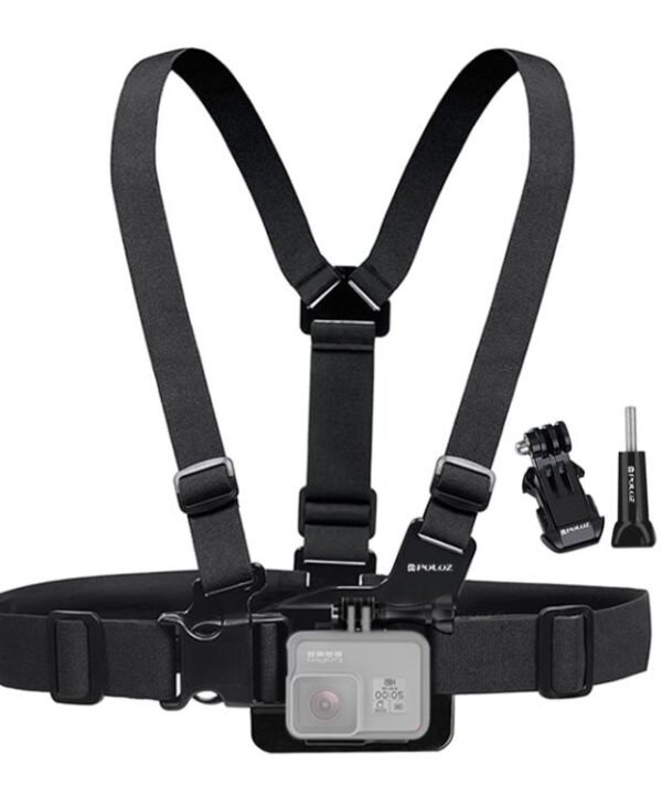 PULUZ Adjustable Body Mount Belt Chest Strap with J Hook Mount & Long Screw for GoPro, Insta360, DJI and Other Action Cameras