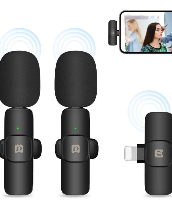 PULUZ Wireless Lavalier Noise Reduction Reverb Microphones for iPhone / iPad, 8-Pin Receiver Dual Microphones, 8-Pin Receiver and Dual Microphones