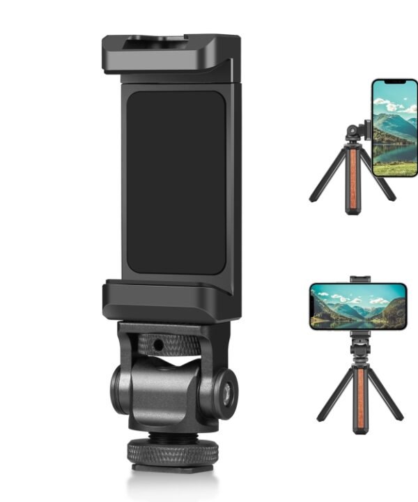 PULUZ Tripod Head Cold Shoes Aluminum Alloy Phone Clamp Holder Bracket