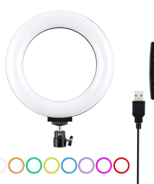 PULUZ 6.2 inch 16cm USB 10 Modes 8 Colors RGBW Dimmable LED Ring Vlogging Photography Video Lights with Tripod Ball Head, 6.2 inch RGBW
