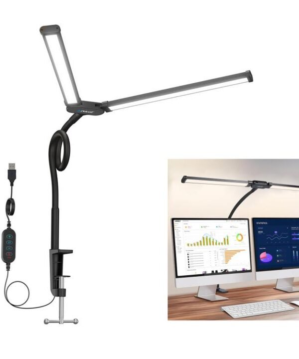 PULUZ Gooseneck Tube LED Fill Light Double Head Clip Desk Lamp