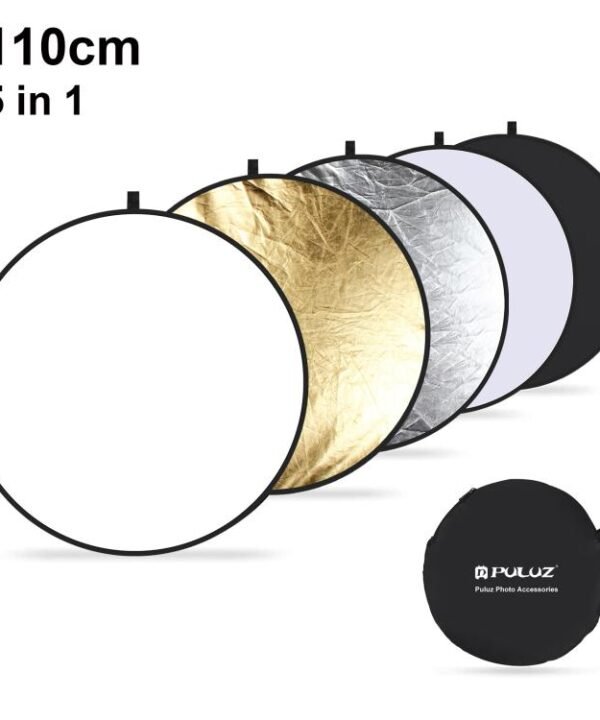 PULUZ 110cm 5 in 1 (Silver / Translucent / Gold / White / Black) Folding Photo Studio Reflector Board