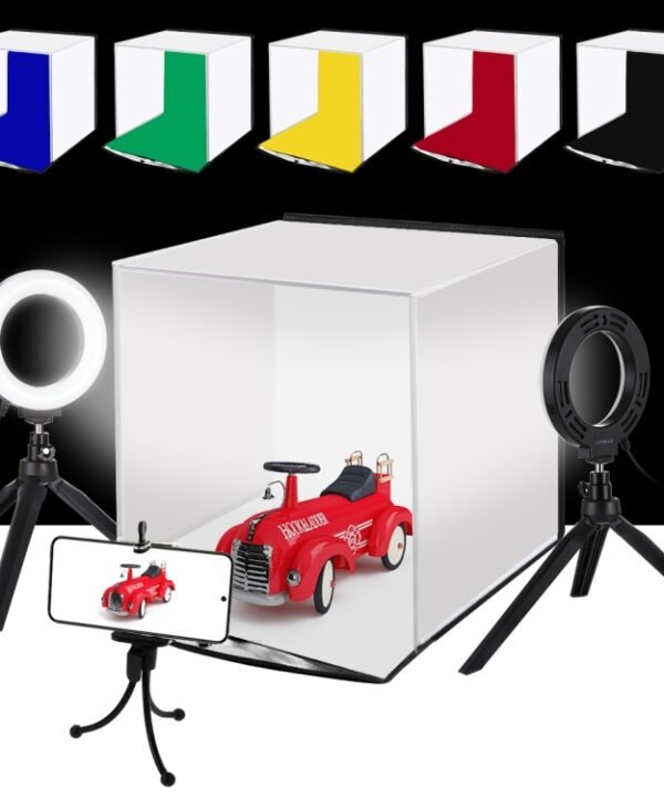PULUZ 30cm Folding Portable Ring Light Photo Lighting Studio Shooting Tent Box Kit with 6 Colors Backdrops (Black, White, Yellow, Red, Green, Blue), Unfold Size: 31cm x 31cm x 32cm