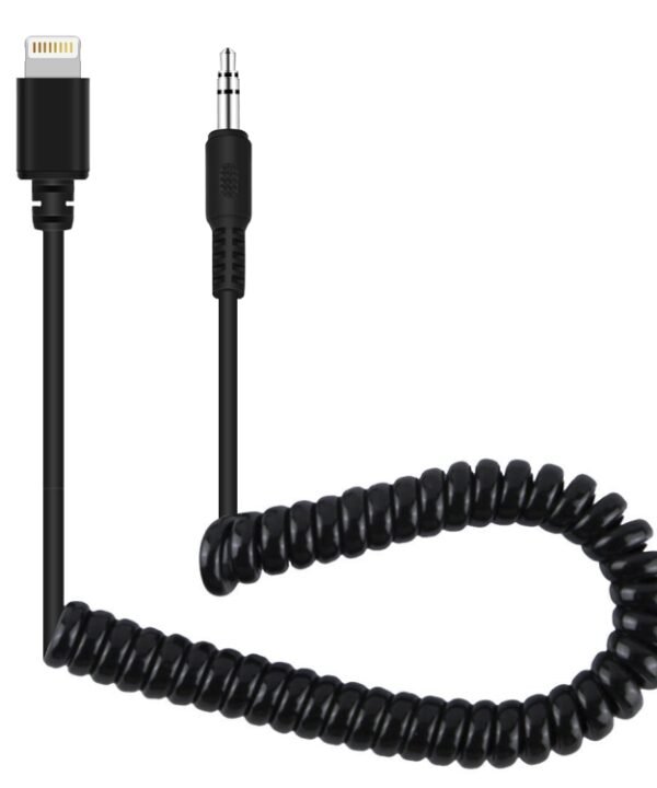 PULUZ 3.5mm TRRS Male to 8 Pin Male Live Microphone Audio Adapter Spring Coiled Cable for iPhone, Cable Stretching to 100cm, 3.5mm Male to 8 Pin
