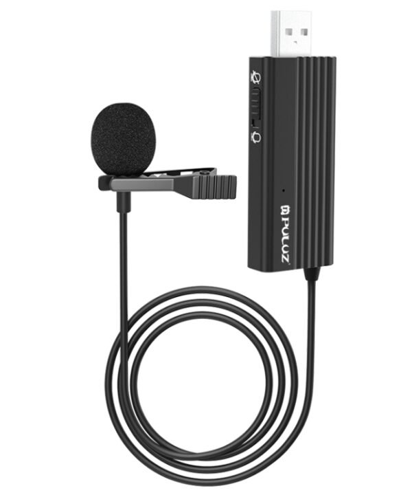 PULUZ USB Clip-on Wired Lapel Mic Recording Microphone Lavalier Silent Condenser Microphone, 1.2m USB