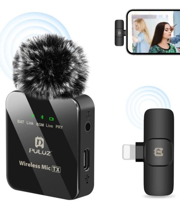 PULUZ Wireless Lavalier Microphone for iPhone / iPad, 8-Pin Receiver, 8-Pin 1 TX + 1 RX