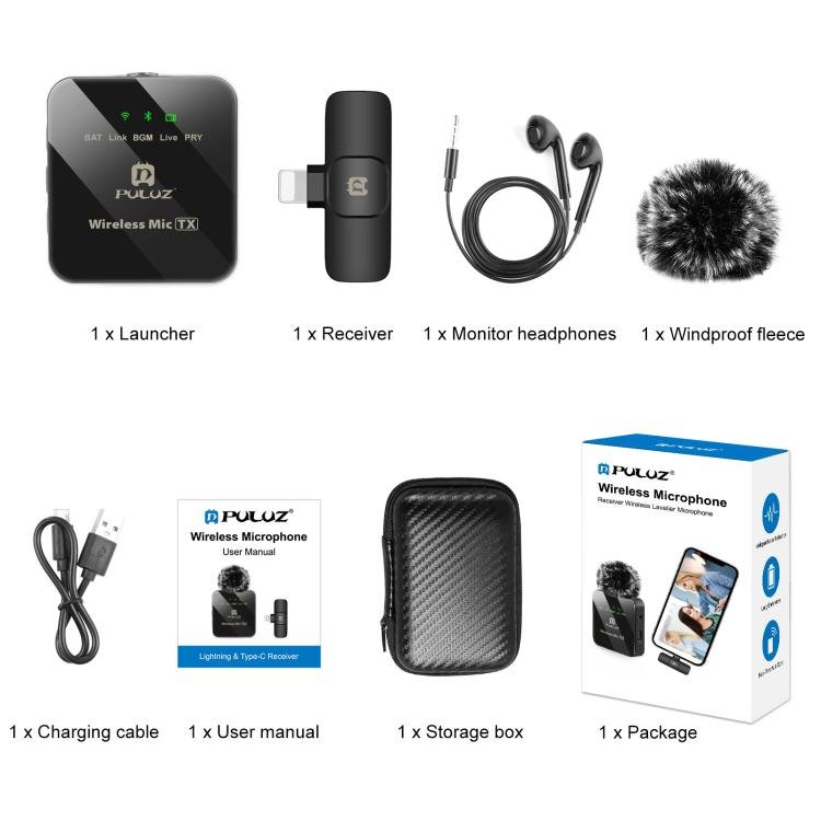 PULUZ Wireless Lavalier Microphone for iPhone / iPad, 8-Pin Receiver, 8-Pin 1 TX + 1 RX - Image 11