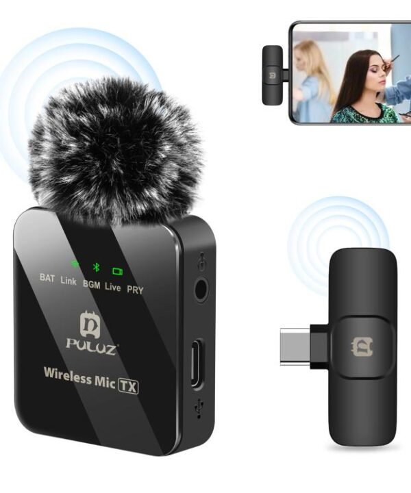 PULUZ Wireless Lavalier Microphone for Type-C Phone, Type-C Receiver, Type-C 1 TX + 1 RX