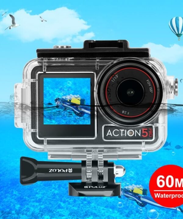For DJI Osmo Action 5 Pro / 3 / 4 PULUZ 60m Underwater Waterproof Housing Diving Case with Cold Shoe & Buckle Basic Mount & Screw