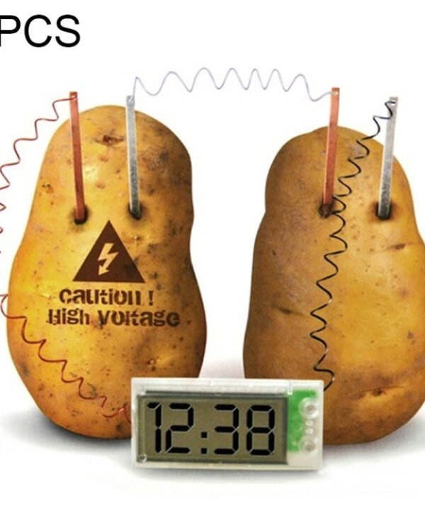 DIY Novel Green Science Potato Digital Clock Educational Kit with 2 inch LCD Screen (Potato NOT Included)(White)