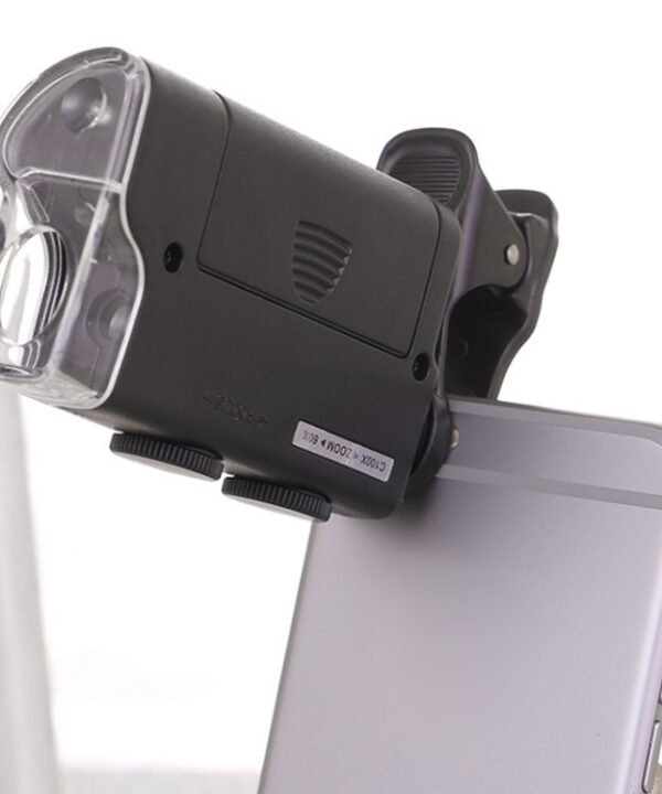 60X-100X Times Phone Microscope Clip Magnifying Jewelry Loupe With LED Light(Black)