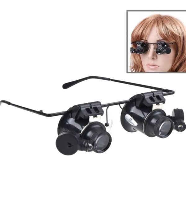 20X Glasses Type Watch Repair Loupe Magnifier with LED Light(Black)